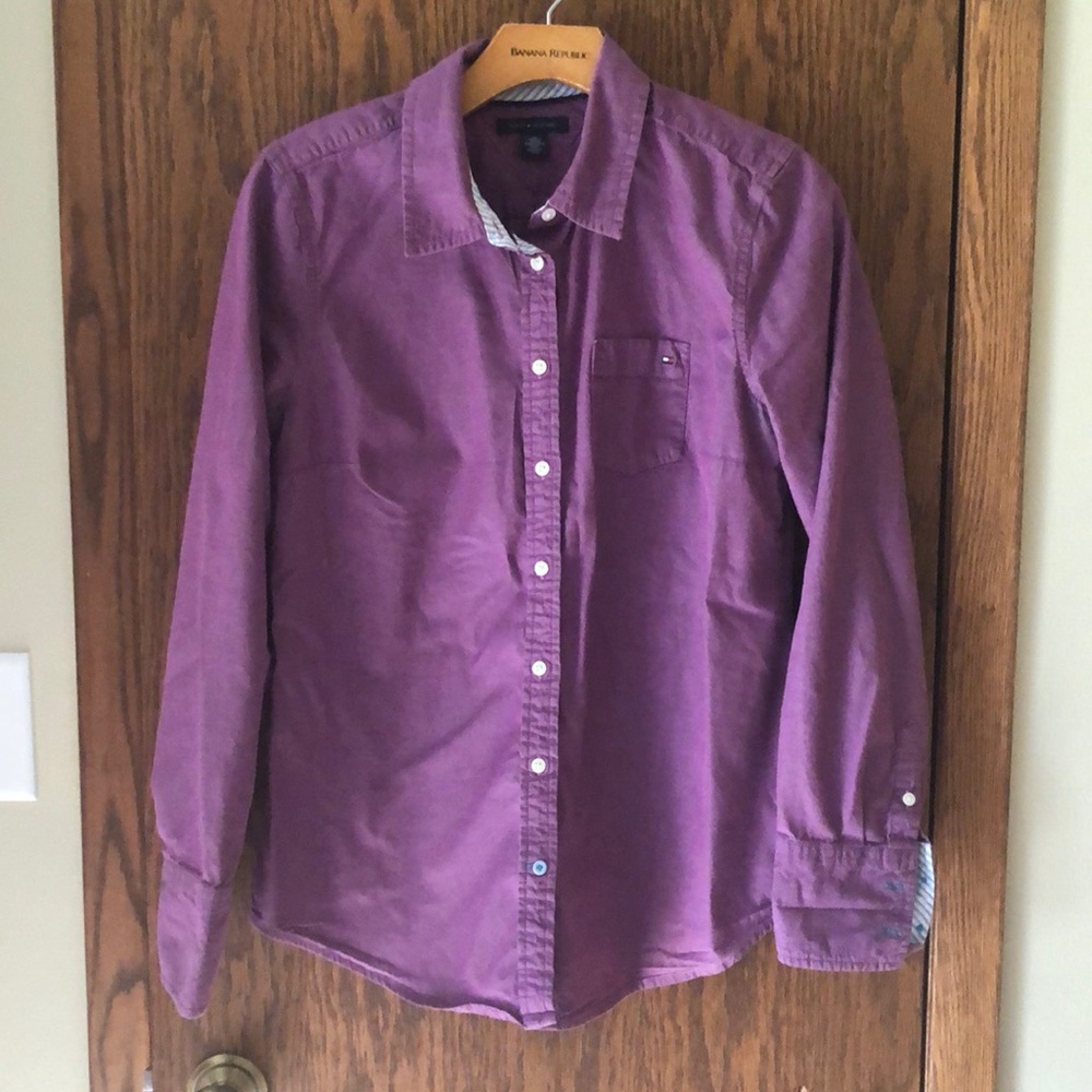 Tommy Hilfiger Women (Size Medium) Purple Button down shirt